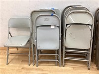 12 Grey Metal Folding Chairs