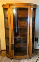 Antique Oak Curved Front Curio Cabinet