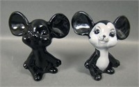 Two Fenton Glossy Black Mice Figurine