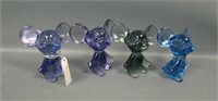 Four Fenton Crystal Mice Figurines