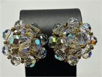 Vintage Brilliant AB Crystal Cluster Earrings
