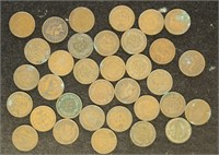 US Coins 30+ Indian Head Cents, circulated, some w