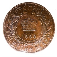 NFLD 1880 One cent F-15 Oval 0 ICCS