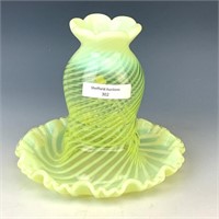 Fenton Vaseline Opal Swirl Fairy Lamp