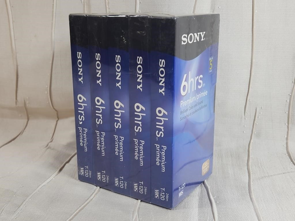 PACK OF 5 SONY VHS TAPES T-120