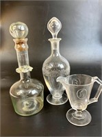 ANTIQUE DECANTERS AND PITCHERS