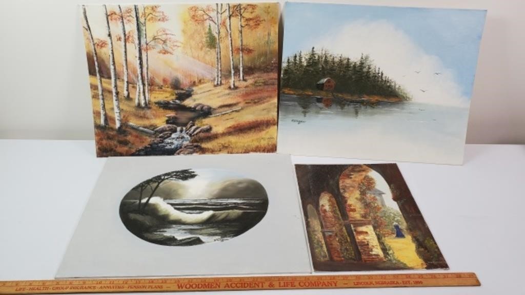 4 oil paintings.