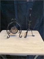 Cast Metal Clock & Candleholder