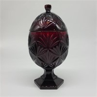 Vintage Ruby Red Egg Shaped Compote