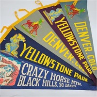 Lot of  Vintage Pennants w/ Denver & Yellowstone