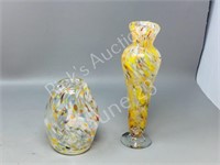pair Altaglass vases  5" & 9" tall