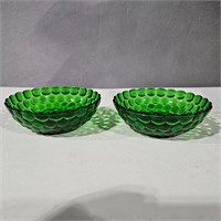 2 green bubble bowls
