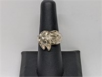 .925 Sterling Silver Diamond Cut Ring