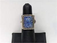 .925 Sterling Silver Blue Stone Ring