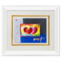 Peter Max, "Two Hearts" Framed One-of-a-Kind Acryl