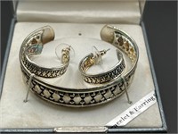 Silver-toned Bracelet and Pierced Earrings Set