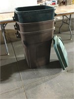 3 Trash/Yard Cans, 1 with Lid, 30 Gal.