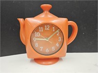 Vintage Working Orange  Teapot Kitchen Clock