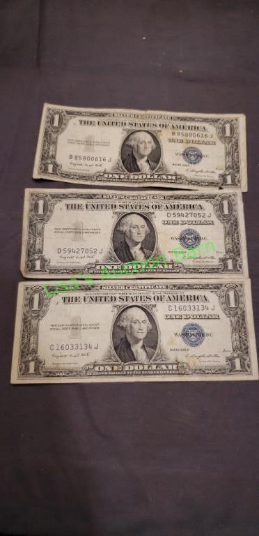 3 silver certificates 1935G