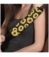 Sunflower Car Seatbelt Covers,Set of 2 Black