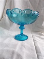 BLUE GLASS FOOTED DISH