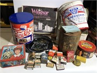 Lot of Tin Canisters Spices Food Budweiser Cooler