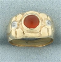 Spessartite and Diamond Ring in 14k Yellow Gold