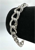 925 Silver Large Double Link Charm Bracelet