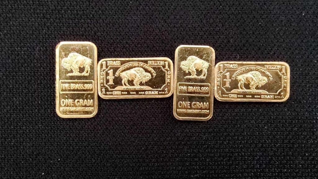 (4) 1 Gram Brass Bars