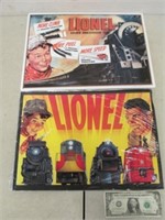 2 Metal Lionel Train Collector Signs 12x17