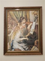 Vintage Two Girls At Piano Painting