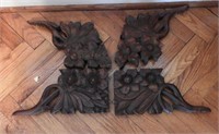 Set of 4 hand carved floral corner supports/
