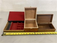3 Wood Cigar/ Cigarette Boxes
