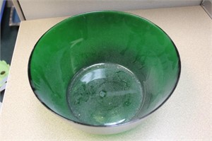 Vintage Green Glass Salad Bowl