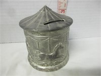 OLD SILVER PLATED CHILD'S CAROUSEL BANK