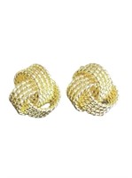 14K Yellow Gold Pl Italian Sterling Knot Earrings