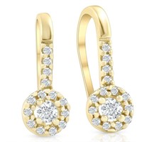 Genuine Diamond Drop Earrings 10K Yellow Gold