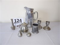 Pewter Pitcher & Other Items