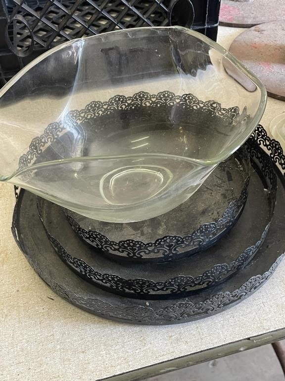 Glass Bowl and Metal dishwares