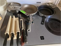 Lot Of Frying Pans & Knives