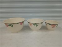 3 pc Franciscan desert Rose bowls 5" - 6" - 8"