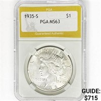 1935-S Silver Peace Dollar PGA MS63