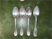 Four (4) Coin Silver Soup Spoons