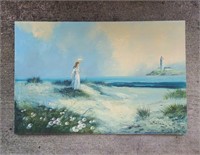 Lady on The Beach Art on Canvas By Eric