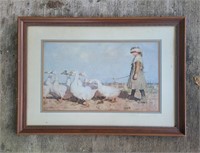 Girl & Geese by James Guthrie Framed Art Print