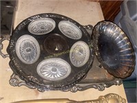 Silverplate trays and serving pieces