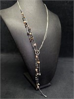 Adjustable Sterling & Pearl Loop Necklace
