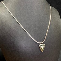 Sterling Mother of Pearl Triangle Pendant Necklace
