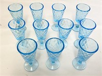 *Diamond Quilt Venetian Blue Cordial Glasses 11