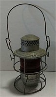 Railroad lantern with red lens